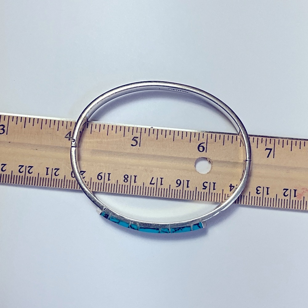 Turquoise Solid Sterling Silver Hinged Locking Br… - image 8